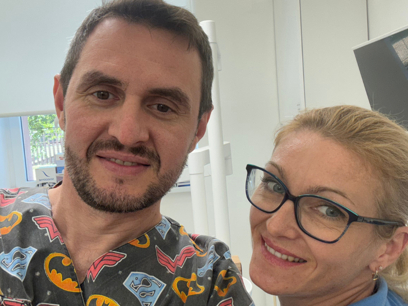 Sergii Kutvitskyi with the nurse